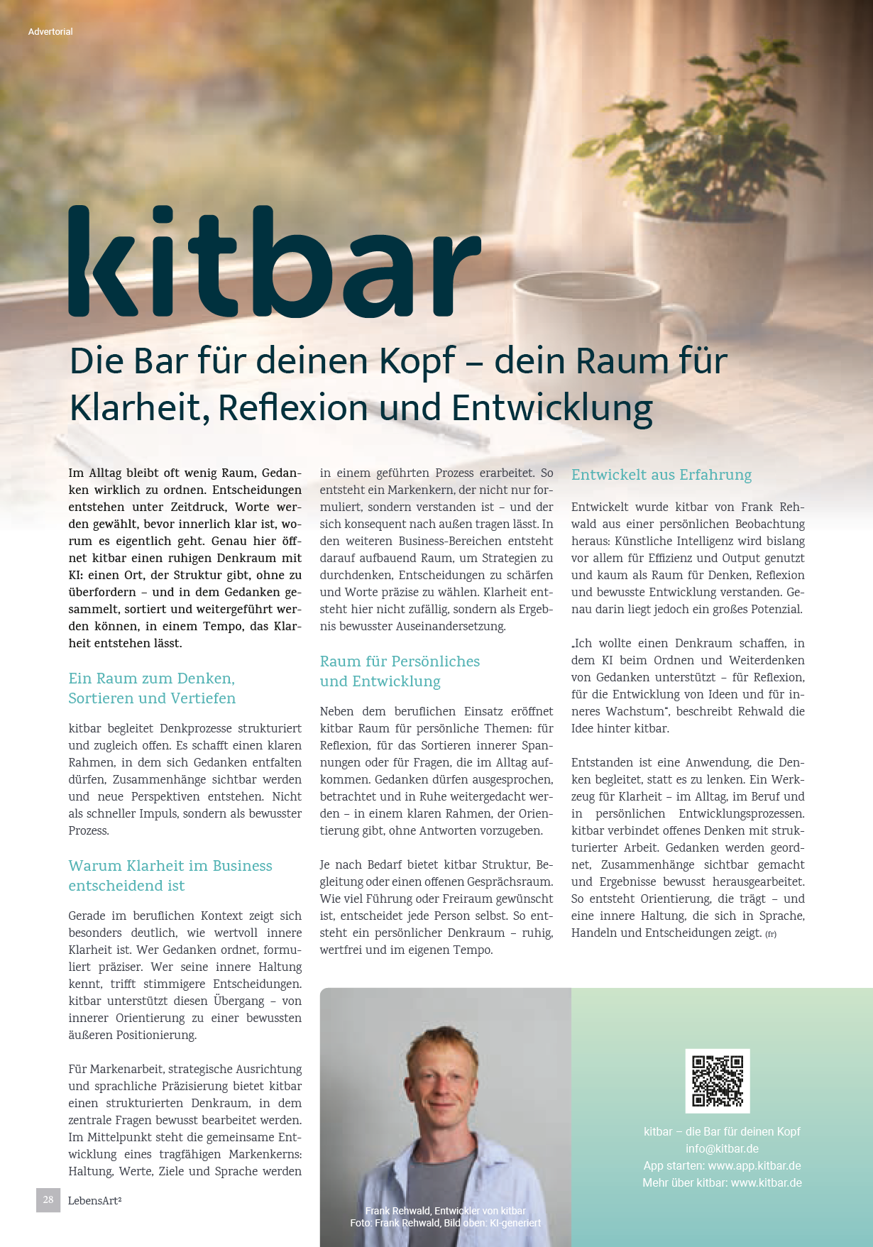 Wohnen | Wellfit | Freizeit | Regional | Styles | Technik | Werte www.lebensartmagazin.de